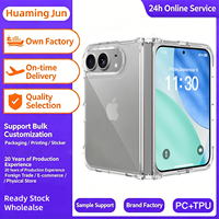 Étui de téléphone transparent HMJ 2026 en TPU PC pour iPhone Duo Fold avec coussin d'air, protection 360°, impression personnalisée de l'emballage