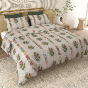 Edredón tradicional de algodón estampado para cama doble 108x108, edredón de algodón con fundas de almohada, juego de fundas de almohada a juego - Product Image 1