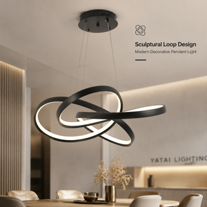 Modern Metal Chandelier 69W Led Tricolor Adjustable Height Pendant For Dining Room Living Room Indoor Home Decor - Product Image 2