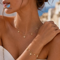 Ensemble de bijoux tendance SUMMLY, collier et bracelet en zircon à huit étoiles, plaqué or 18 carats, acier inoxydable, pour femmes, cadeau de fête