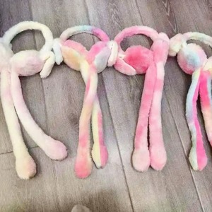 Милые теплые зимние ушные наушники с движущимися ушками кролика, толстые плюшевые, в корейском стиле, с воздушной подушкой - Product Image 2