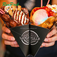 Cono de Papel Desechable para Waffles, para Comida para Llevar, Caja de Almuerzo, Empaque de Alimentos Personalizado
