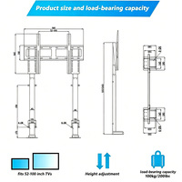 Support de télévision électrique pour téléviseurs de grande taille, double colonne, robuste, motorisé, fixation au plafond, escamotable, actionneur linéaire