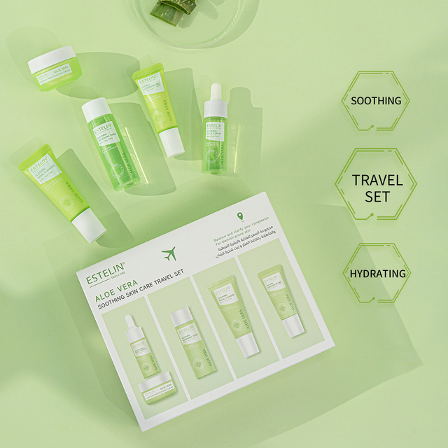 ESTELIN Aloe Vera Portable 5pcs Mini Travel Size Nourishing Moisture Skin Care Set