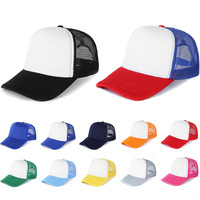 Gorra de malla de cinco paneles bicolor con logo bordado personalizado para hombre, gorras de malla con parche bordado, gorras unisex de espuma tipo trucker