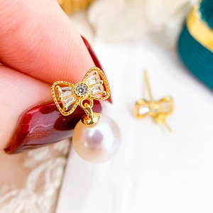 Accessoires en argent S925 2021 pour la création de bijoux, plateau vide pour perles, nœud, perles rondes de 7 à 10 mm, boucles d'oreilles pendantes tendance 2021 avec clous d'oreille - Product Image 1