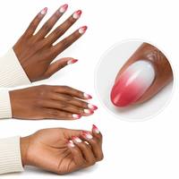 Faux ongles à presser French Ombre Amande, dégradé rose et blanc brillant, conçus sur mesure pour la mode et la vente en gros aux salons