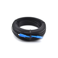 Kabel Drop FTTH Indoor Outdoor G657A1/A2 Hitam LSZH GJYXFCH GJYXCH 0.5mm GFRP Fiber Optik Jumper APC/UPC Patch Cord SC-SC