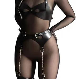 Lingerie sexy de couro, novo design, cinto de assento, brinquedos sexuais de couro, bondage, fetiche, feminino