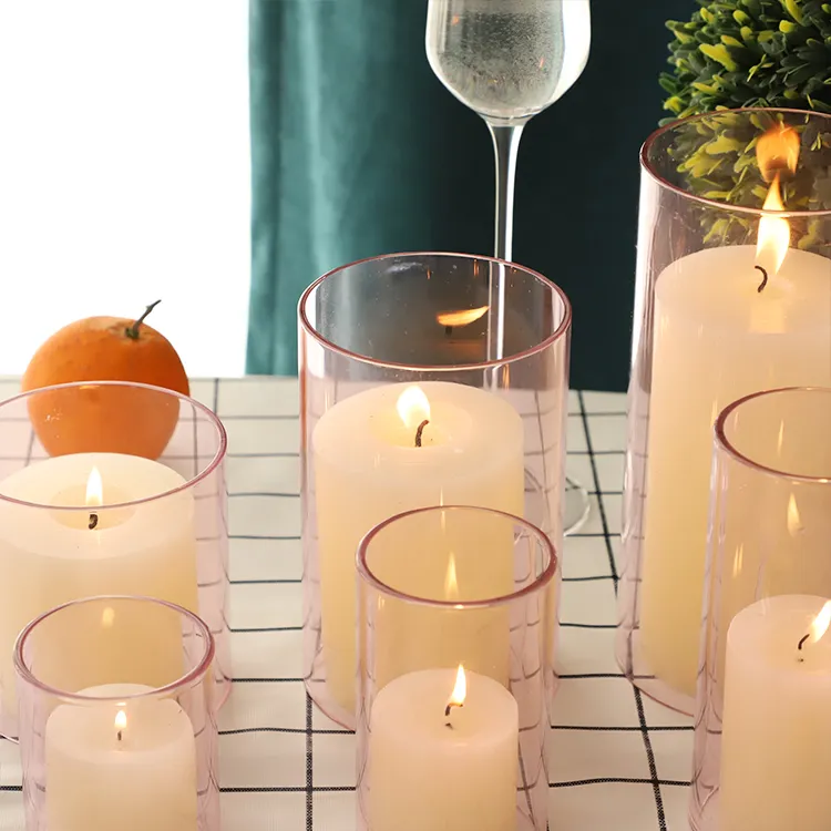 Unique Design Excellent Material Straight transparent glass candle holder