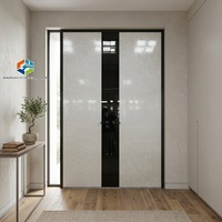 Porte d'entrée blindée exclusive en composite de noyer pour appartement de luxe en immeuble de grande hauteur, entrée principale privée