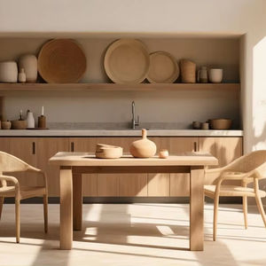 Armoires de cuisine en bois massif personnalisables en usine avec comptoirs en pierre de quartz - Product Image 1