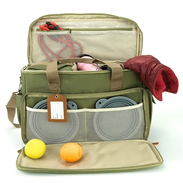 Wholesale Fashion Canvas Food Treat Pouch Dog Cat Travel Tote Recycled Pet Bag With Bowl