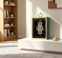 Horloge de table de luxe silencieuse avec cadran transparent, horloge décorative vintage pour le salon