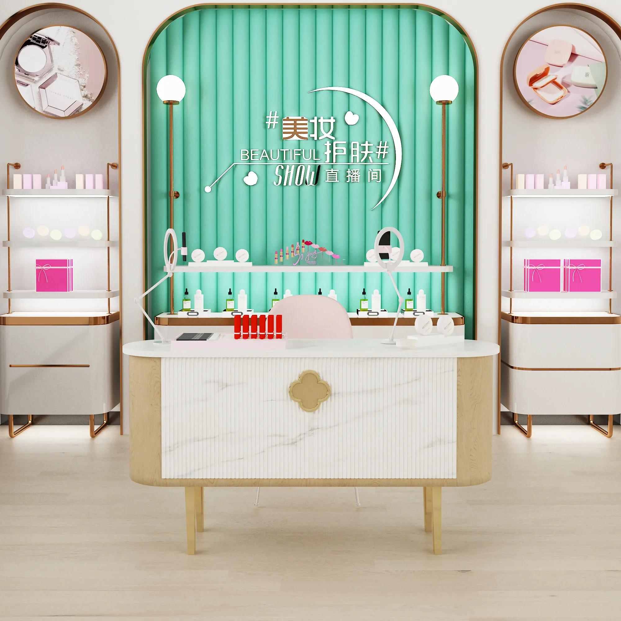 Baru Moq Kecil Salon Kecantikan Toko Marmer Counter Display Desain Lantai Berdiri Retail Toko Kosmetik Rak