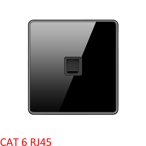 EU UK標準rj45cat6データソケット電気壁スイッチソケットブラックホワイトゴールド高級強化ガラスパネルソケットコンセント - Product Image 1