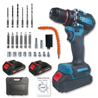 Nouveau Kit Perceuse à Percussion sans Fil 21V Portable, Visseuse Électrique Multifonction sans Balais avec Batteries Rechargeables