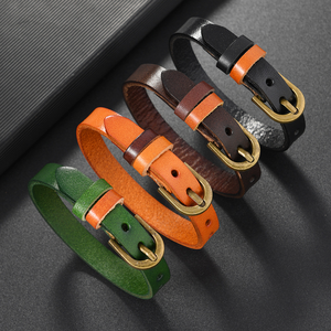 Pulsera de Cuero con Hebilla de Cinturón para Hombre y Mujer, Joyería para <span class=keywords><strong>Parejas</strong></span>, Regalo, Correa de Muñeca, Brazalete Hecho a Mano - Product Image 5