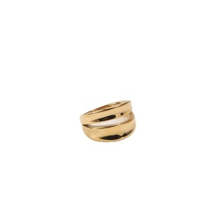 Anillo de Doble Capa Chapado en Oro de 18K de Alta Gama, Joyería Resistente al Deslustre, Anillos de Acero Inoxidable para Mujer - Product Image 4