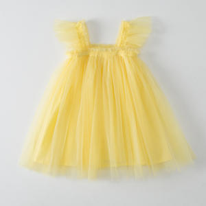 Robes en tulle pour filles, manches évasées multicolores, couleur unie, robes tutu d'été pour bébés filles, vente en gros - Product Image 4