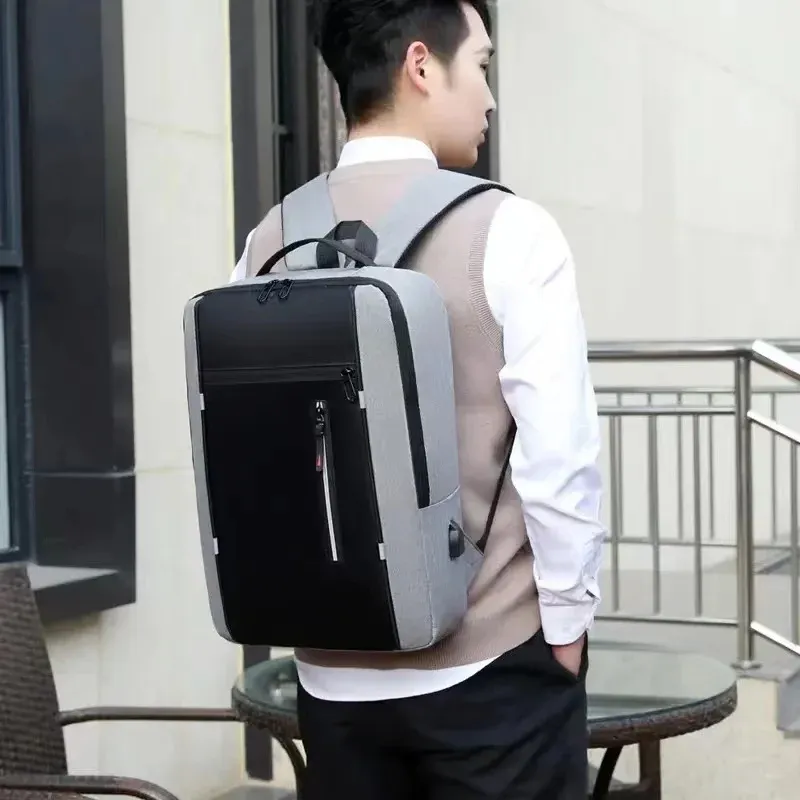 Mochila académica masculina à prova d'água USB, mochila escolar de negócios de alta qualidade para laptop de 15,6 polegadas