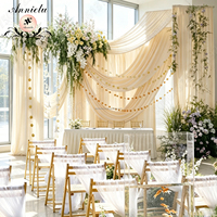 Rouleau de tissu de fond en soie de lait ANNIELU sur mesure, rideaux sans plis pour la décoration de mariages et de fêtes