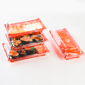 Fabrika özel kırmızı suşi kutusu geri dönüşümlü Blister ambalaj restoran gıda teslimat tek kullanımlık suşi kabı kapaklı - Product Image 1