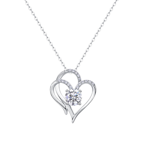 Livraison Gratuite Collier Ras du Cou en Argent Sterling 925 Plaqué Or Blanc avec Moissanite Taille Brillant en Forme de Cœur Sertie Griffe pour Femme - Product Image 1