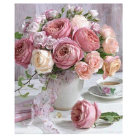 Regalo di festa moderno rosa rosa Canvas Art trapano completo fiore ricamo di cristallo fai da te kit di pittura diamante 5D