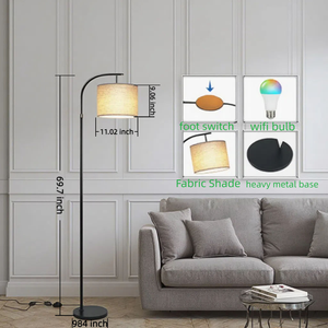 โคมไฟตั้งพื้นผ้า LED ใช้ในบ้านโคมไฟตั้งพื้นดีไซน์ใหม่หรูหราควบคุมผ่านแอปอัจฉริยะโคมไฟตั้งพื้นดีไซน์ใหม่ - Product Image 3