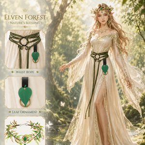 Harnais de taille feuille d'elfe médiéval Renaissance, ceinture tressée verte réglable pour accessoires de costume LARP Cosplay Halloween - Product Image 1