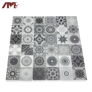 Salle de bain moderne auto-adhésif bricolage gris cristal verre mosaïque carreaux mur - Product Image 2