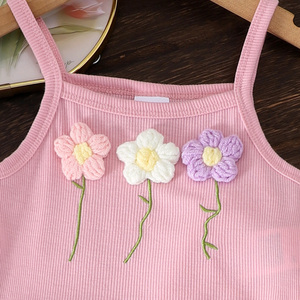 Conjunto de Ropa de Verano para Niñas de 2 a 7 Años, Chaleco con Estampado de Flores 3D y Pantalones Cortos, 2 Piezas, Ropa Infantil de Tela Suave - Product Image 5