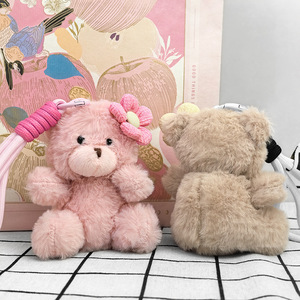 대량 소프트 미니 봉제인형 펜던트 꽃 테디베어 키체인 귀여운 만화 인형 털복숭이 곰 가방 참 장식품 지갑 키링 선물 - Product Image 2
