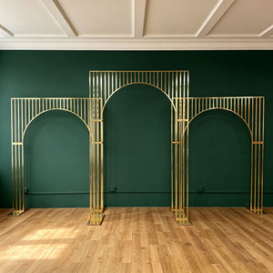 DKB Factory Wholesale Luxury Metal Wedding Arch Backdrop with Golden Electroplated Finish for Outdoor/Indoor Events - Product Image 1