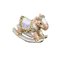 Boîte à bijoux en métal traditionnelle de qualité supérieure en forme de cheval à bascule avec émail peint à la main pour mariage et anniversaire