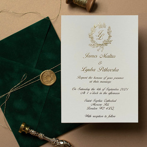 บัตรเชิญงานแต่งแบบสั่งทำลายนูน/เลเซอร์ตัด/กระดาษฟอยล์สีทอง tarjeta de Boda - Product Image 2