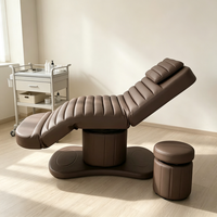 Table de massage électrique marron chocolat à 3 moteurs réglables en cuir PU, lit de beauté pour soins du visage, table de spa pour cils, mobilier de salon, vente en gros