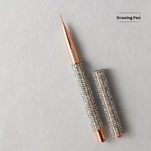 <span class=keywords><strong>Outil</strong></span> de luxe multifonctionnel pour nail art en gel UV, avec poils synthétiques, pour liner plat ombré, manche à strass incliné, et capuchon de protection. - Product Image 6
