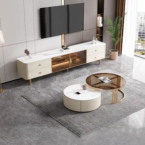 Table basse et meuble TV en pierre, style minimaliste moderne, pour ensemble de salon - Product Image 2