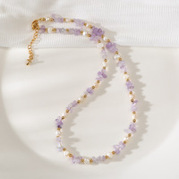 Collier de perles naturelles baroques avec puce d'améthyste de luxe léger pour fille