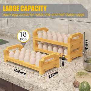 Organizador de Huevos de Bambú de 3 Niveles Apilable para Refrigerador, Conservación de Frescura, Porta Huevos de Cocina - Product Image 2