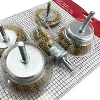 Ensemble de brosses à fil métallique, 5 pièces, tige de 1/4 pouces, brosses en fil d'acier revêtu de laiton pour perceuse, élimination de la rouille, polissage