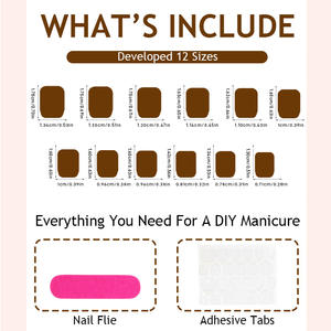 Uñas Postizas de Presión, Material ABS, Diseño Cuadrado, Set de Manicura, Lima de Uñas, Diamantes de Imitación, Adornos, Uñas Artificiales - Product Image 4