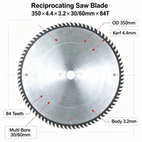 Lame de scie circulaire TCT 350 mm 84 dents, soudée haute fréquence, à pointes en carbure, pour la découpe de mélamine et MDF sur scie à table coulissante