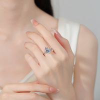 Bague de fiançailles solitaire en argent sterling S925 avec trois pierres taille marquise, certificat GRA, couleur D, moissanite VVS1 pour femme