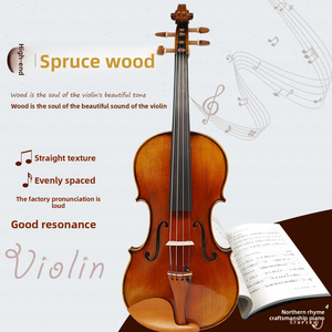 Acoustic Violin Solid Spruce <b>Top</b> Maple Back Ebony Fingerboard Steel <b>Strings</b> Varnished Finish Handmade Wood Instrument - Product Image 4