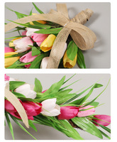 Couronnes décoratives en gros, plantes, tulipes, anneaux floraux lumineux en mousse, pour porte d'entrée, fêtes, mariages, décoration murale, fleurs artificielles