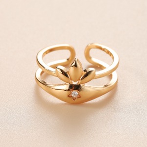 Anello Aperto a Forma di Foglia con Dettagli Scintillanti, Design Creativo, Accessori di Moda per Uomini e Donne - Product Image 4