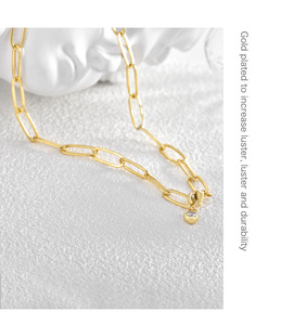 Dainty Brass Link <b>Chain</b> Necklace Gold and Silver Trendy Statement with Claw Setting Inlay Layered Style - Product Image 1